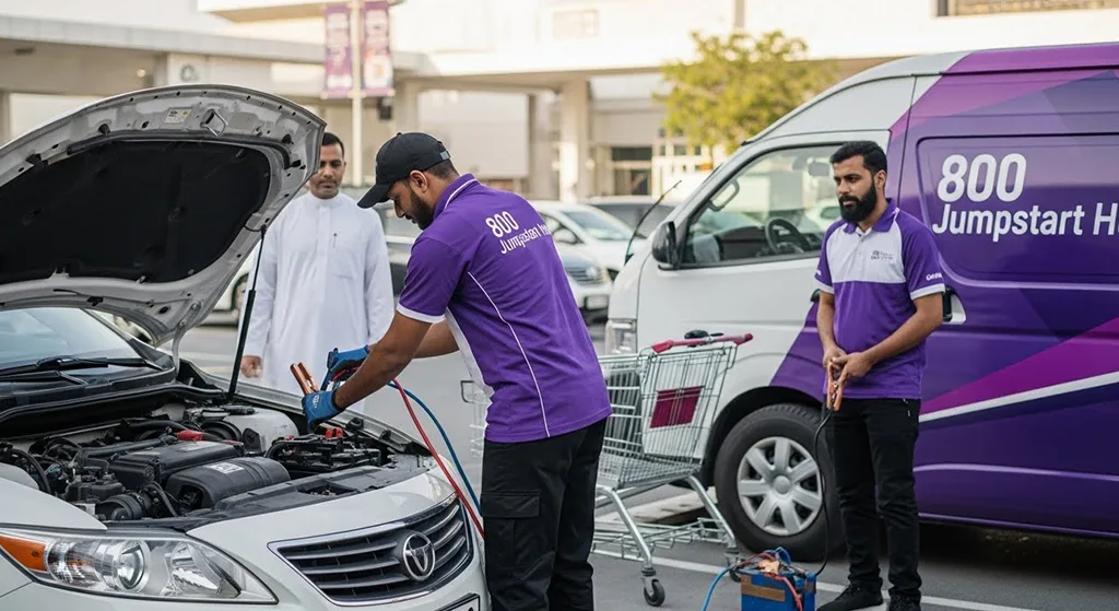 Public place jump start service in mall or supermarket parking area