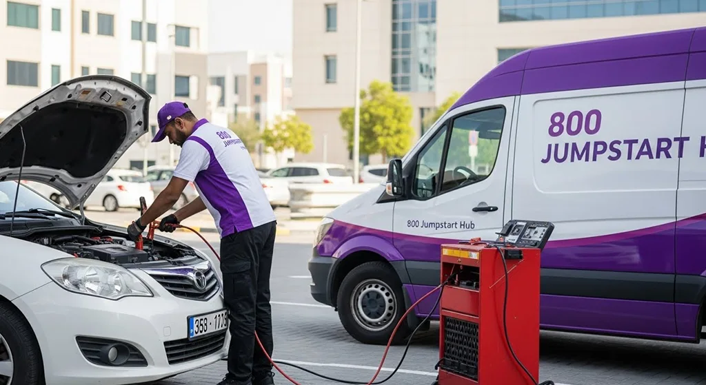 Battery dies in office parking lot - roadside assistance needed