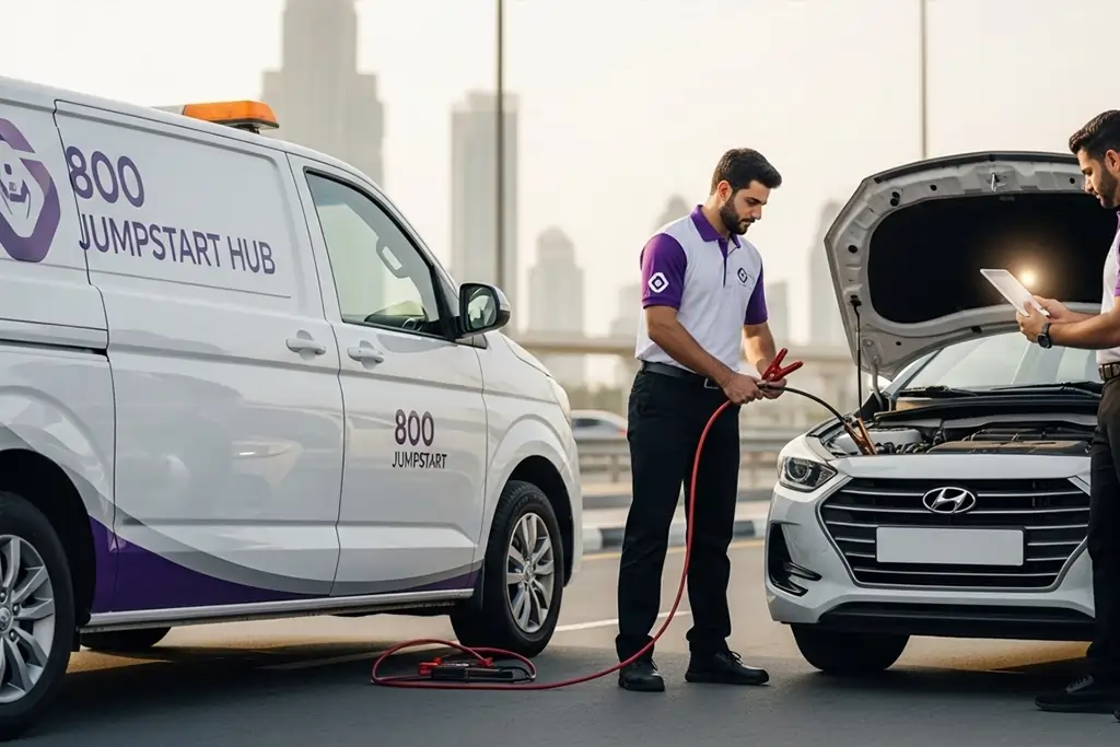 Call 800 and share your Ajman location for car jump start service