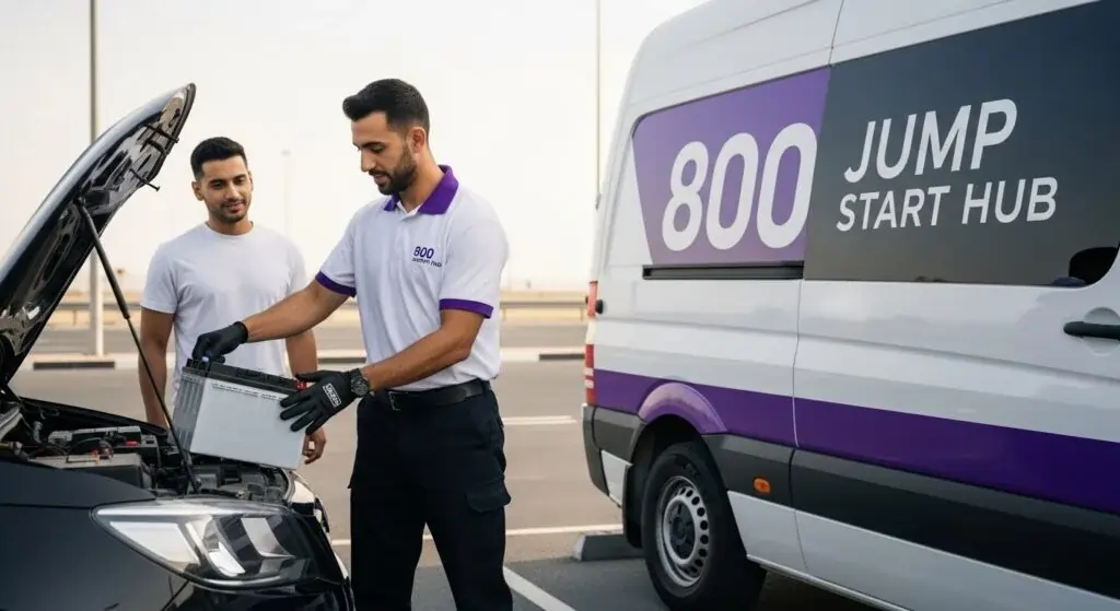 Roadside jump start service for dead car batteries